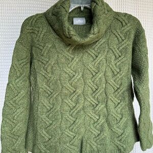 Aran Crafts Green Textured Cowl Neck Sweater